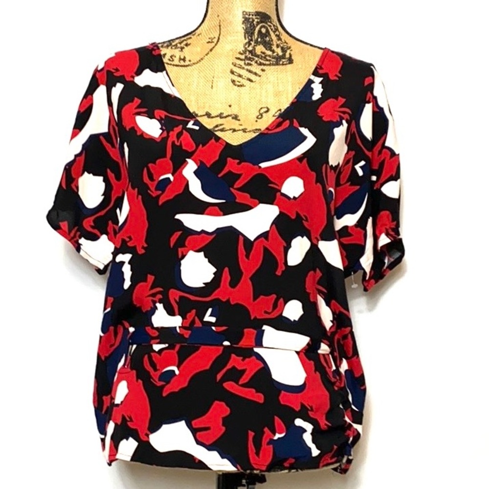 NWT FRNCH Revolve Red V-Neck Blouse L